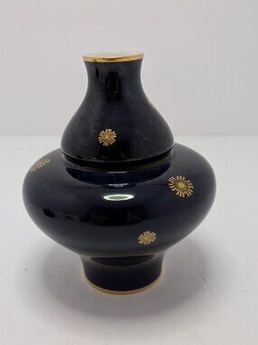 Sevres S 1900 Royal Blue Cobalt Snow Stars Made In France Small Bulb Vase 4.5" T